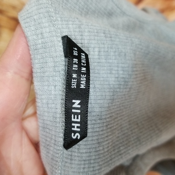 Shein Gray Ribbed Juniors M Halter Cropped Tank Racer Back Top - Picture 6 of 7